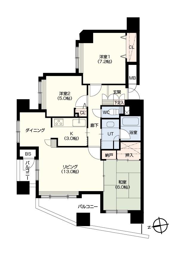 ラピスタワー澄川・12階・3LDK(76.44㎡)・西向角住戸